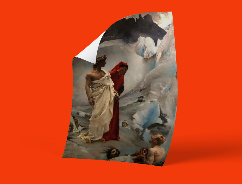 High-quality wall art print of 'Dante and Virgil in the Underworld' by Gustave Courtois, perfect for adding a touch of classical drama to your decor.
