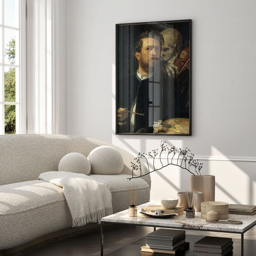 Böcklin Death Playing the Fiddle giclée art print, museum-quality wall art, dark Symbolist painting reproduction on 200gsm matte paper