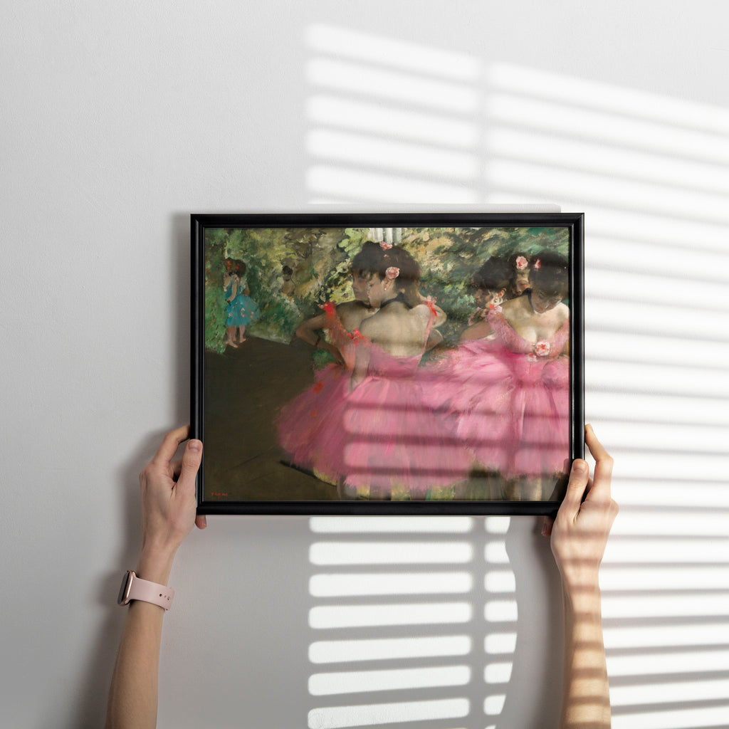 Edgar Degas Pink Dancers vintage art poster, high-resolution fine art reproduction printed at 350 dpi for ultra-sharp clarity