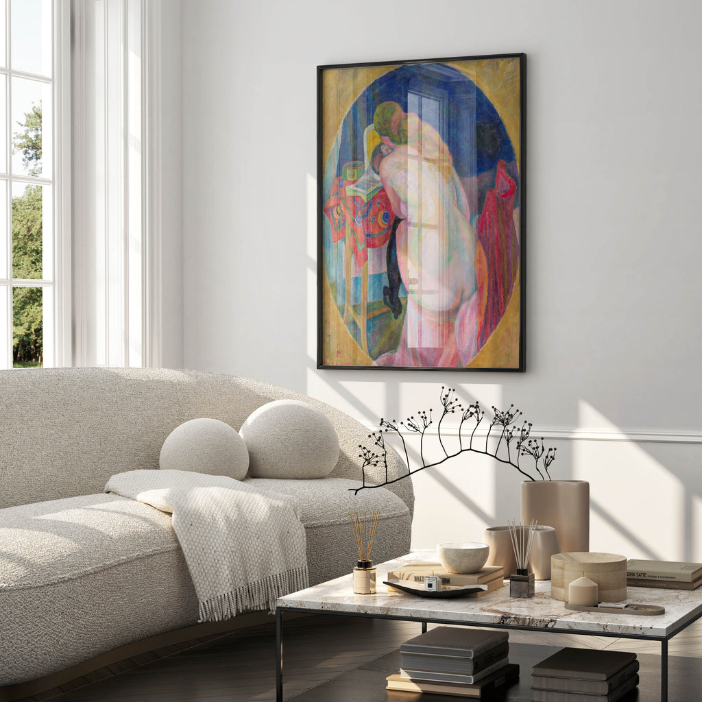 Robert Delaunay Nude Woman Reading museum quality print displayed in modern interior as sophisticated wall art decor