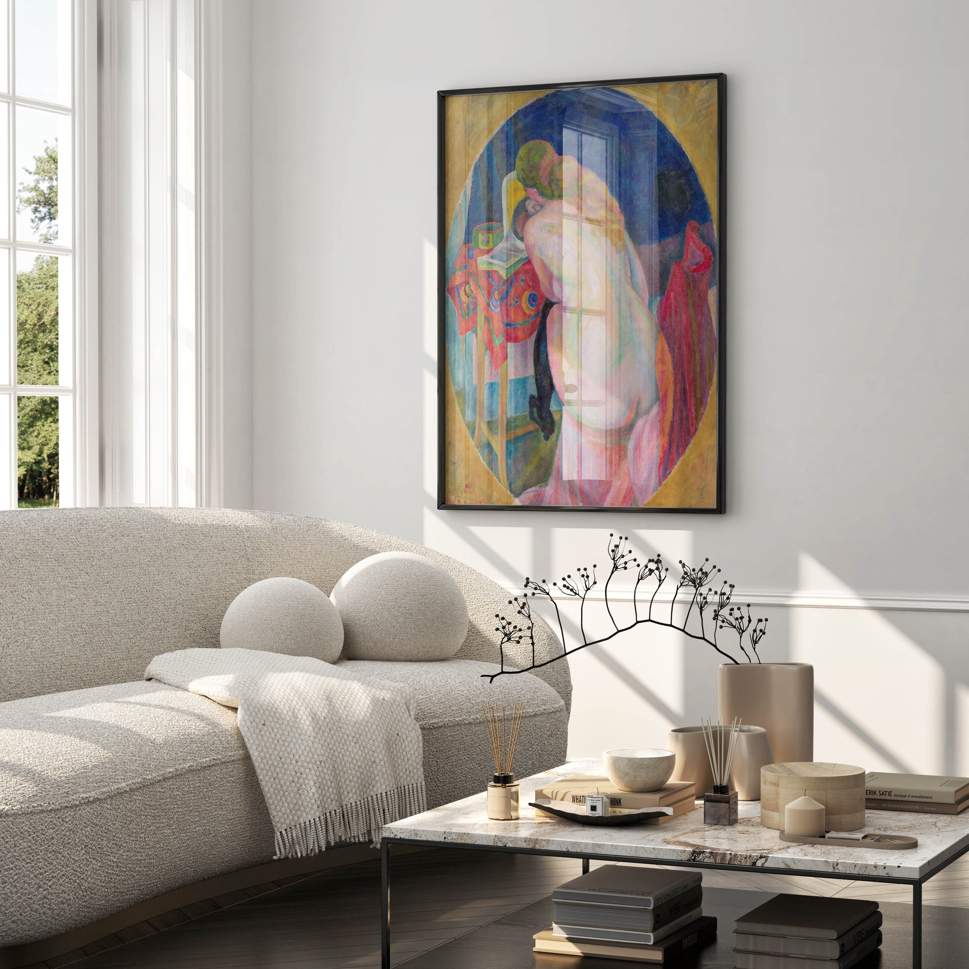 Robert Delaunay Nude Woman Reading museum quality print displayed in modern interior as sophisticated wall art decor