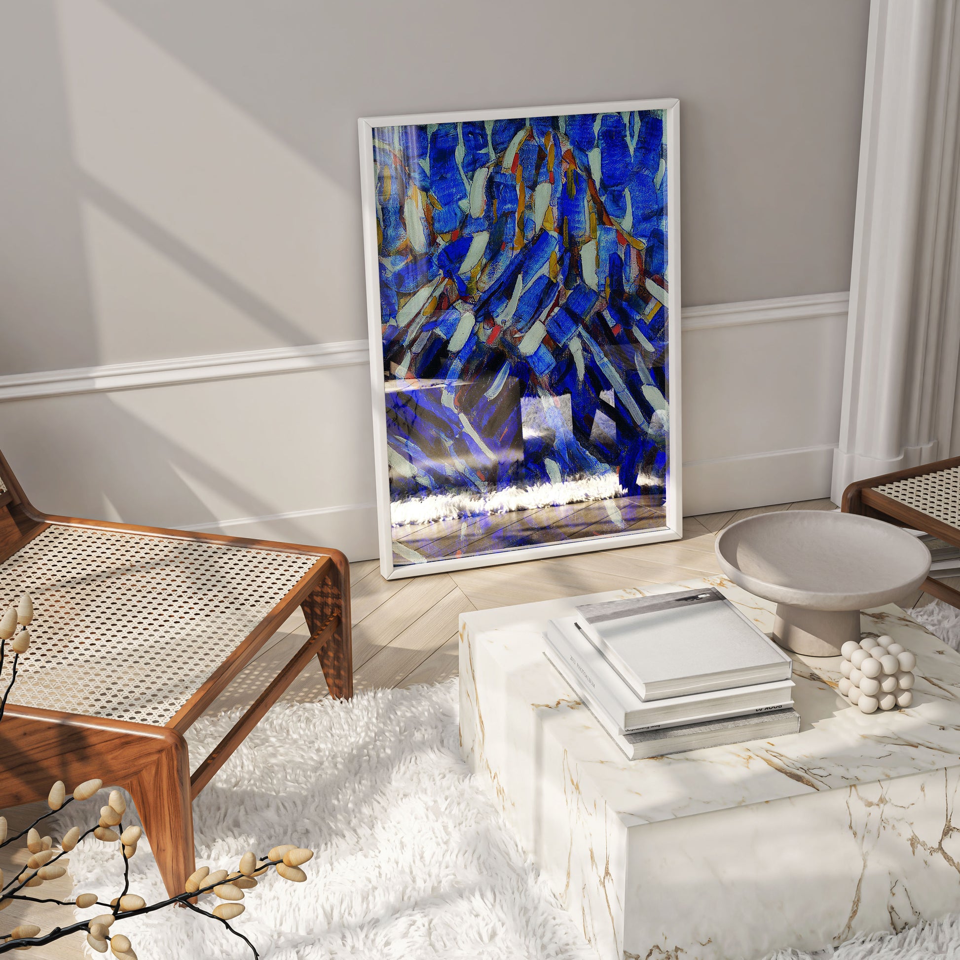 A stunning blue and white abstraction by Christian Rohlfs. Our fine art prints use 12-colour technology to ensure the vibrant depth of the original expressionist work is captured for your home.