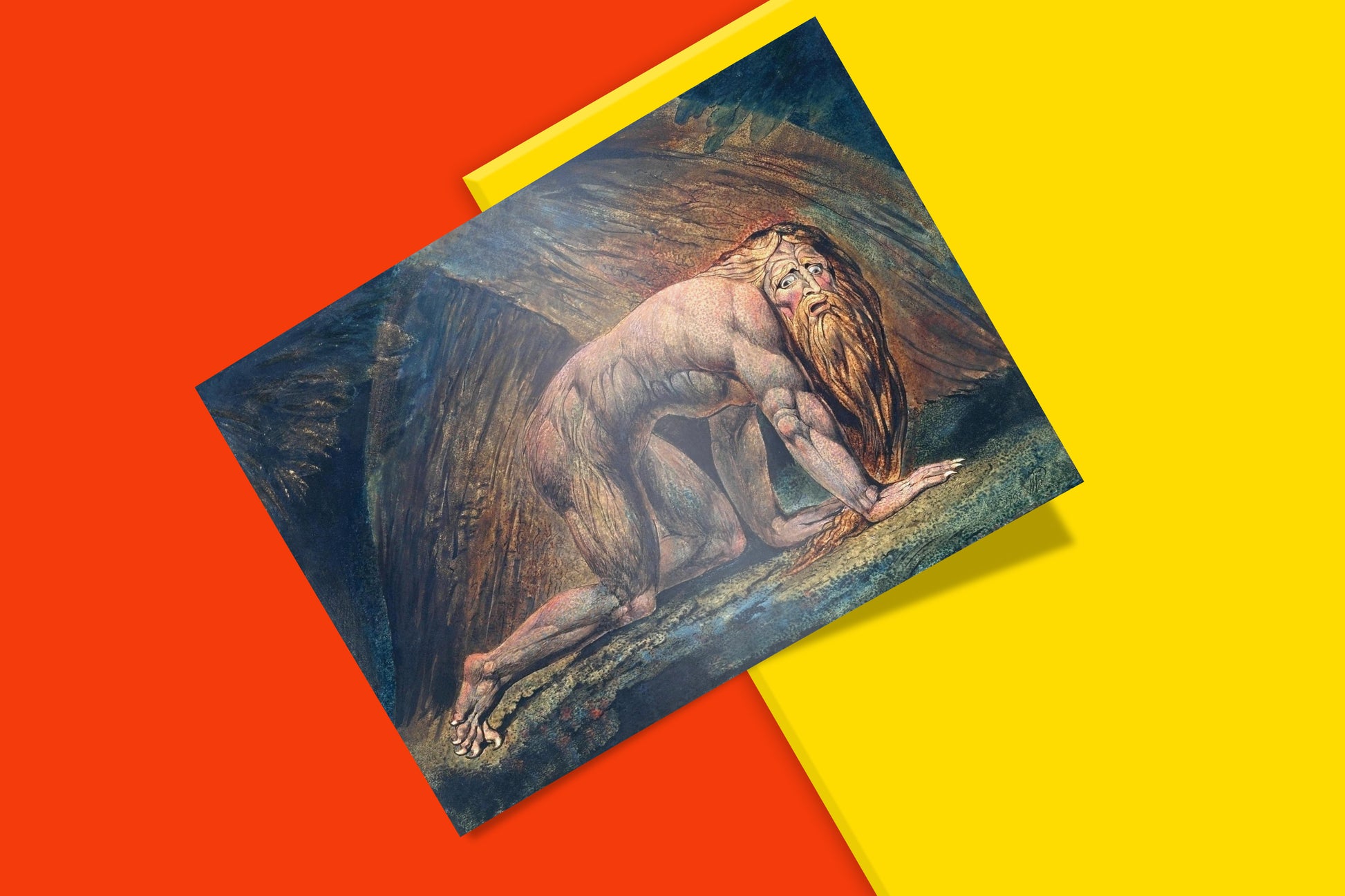Detailed giclée print of William Blake’s Nebuchadnezzar with rich colour depth and texture
