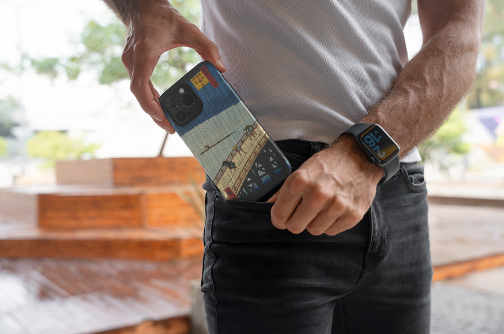 The ARTSNOB phone case displayed on a clean background, emphasising the detailed reproduction of a historic Edo period woodblock print.