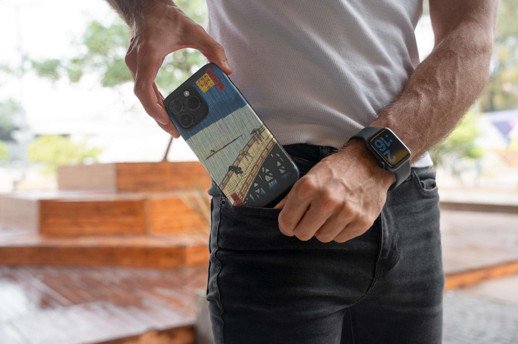 The ARTSNOB phone case displayed on a clean background, emphasising the detailed reproduction of a historic Edo period woodblock print.