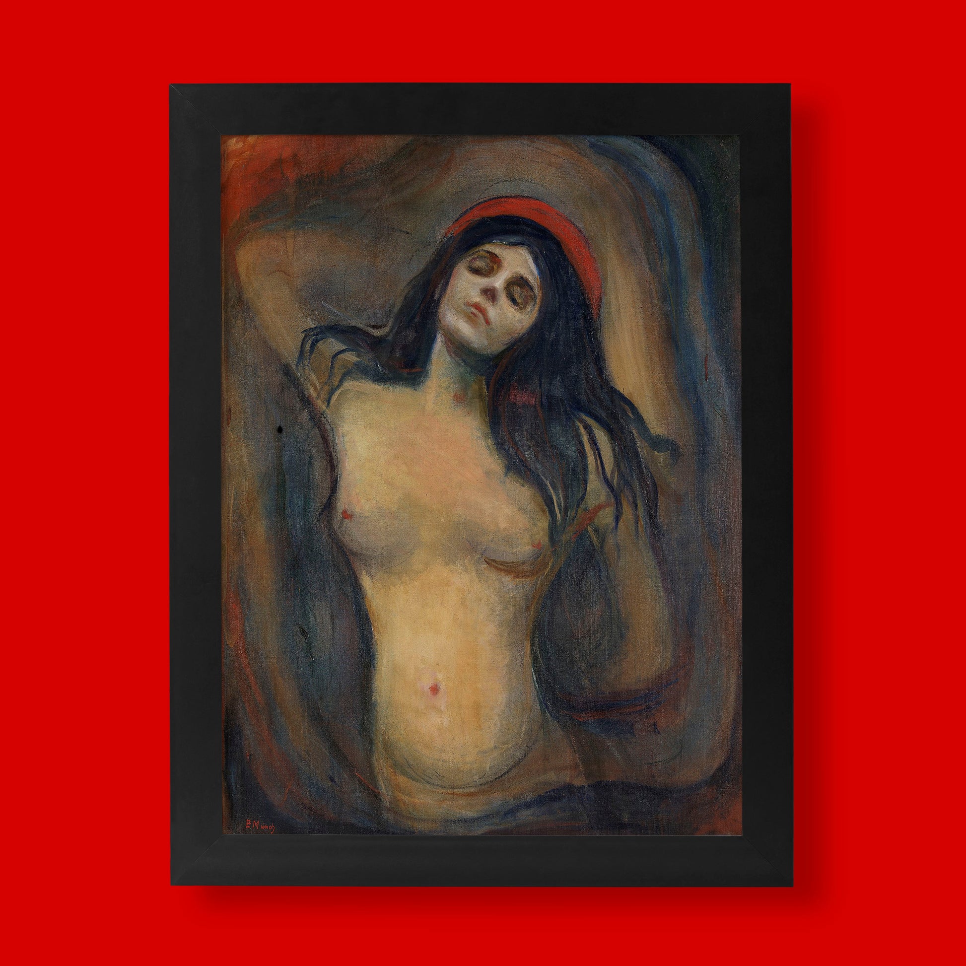 High quality giclée fine art print of Edvard Munch's Madonna painting, showcasing vibrant colours and intricate details perfect for collectors.