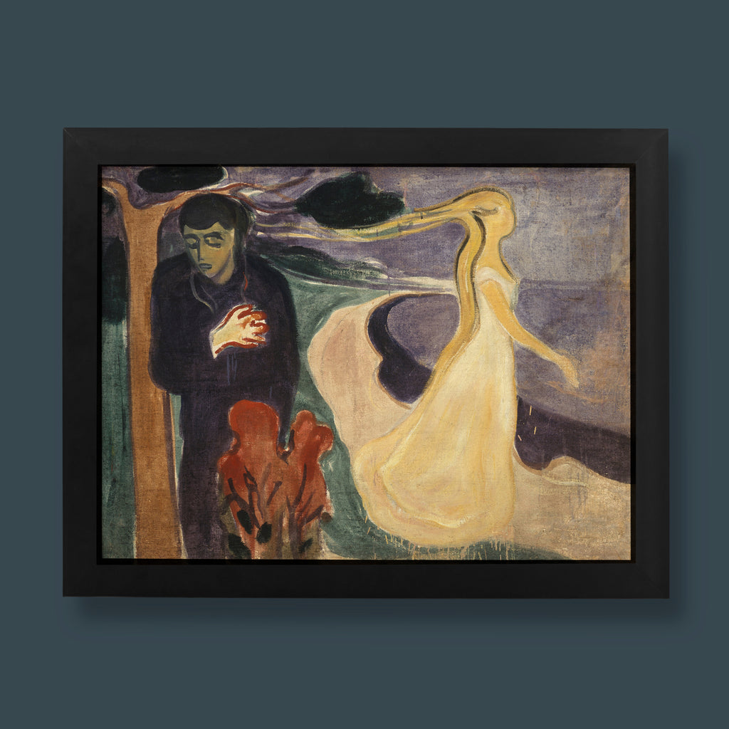 Edvard Munch Separation 1896 fine art print showing a dark-clad man and golden woman on a Norwegian shoreline, available as a giclée wall art print