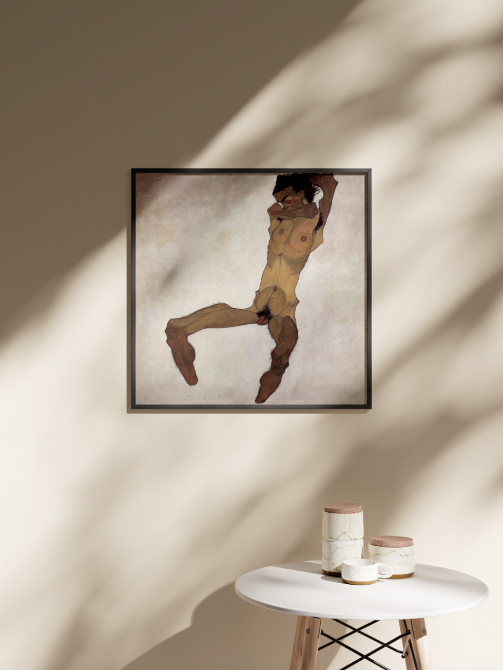 Museum-quality giclée art print of Seated Male Nude by Egon Schiele for collectors