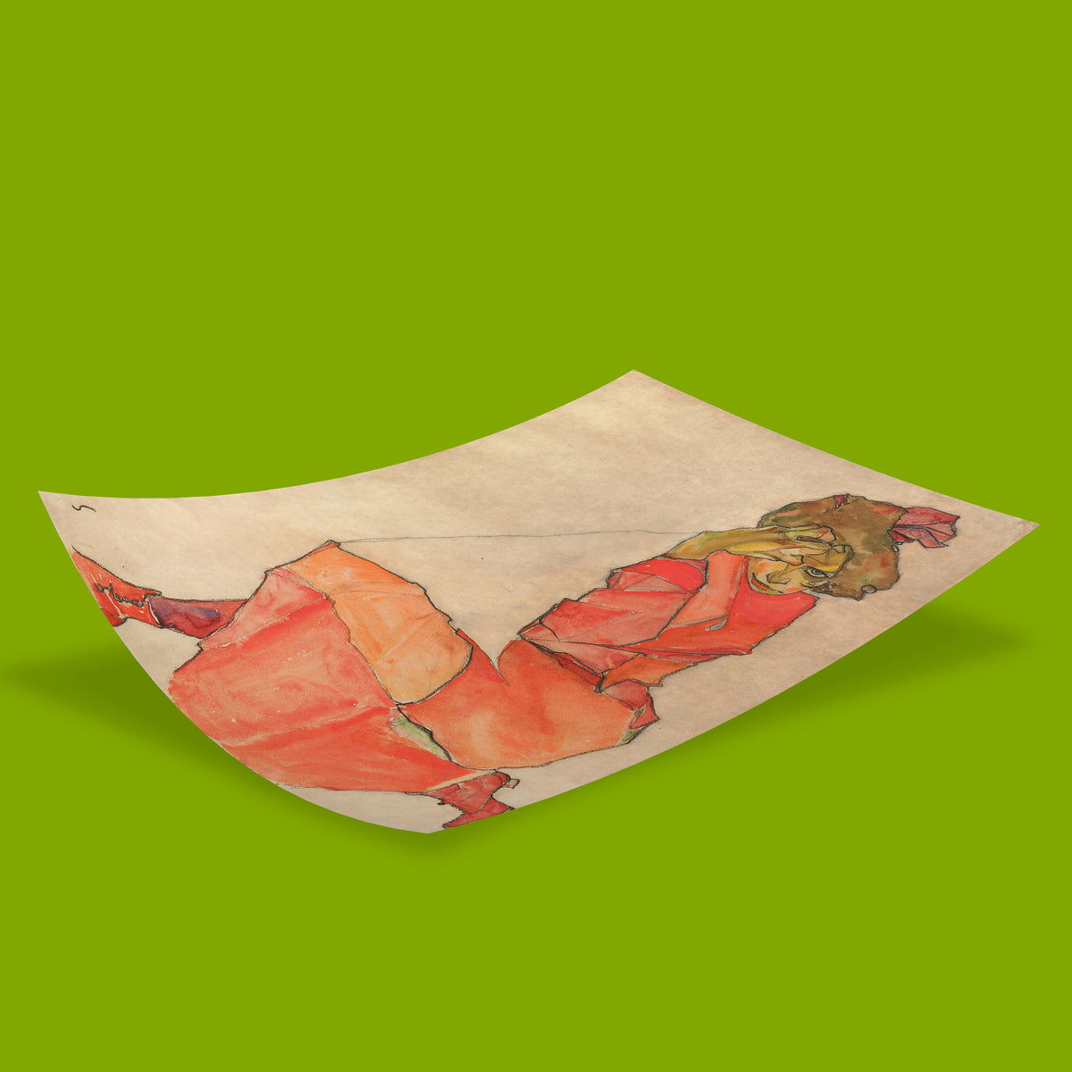 Detail of the piercing single eye in Egon Schiele’s Expressionist portrait, shown in a giclée art print by ART SNOB.