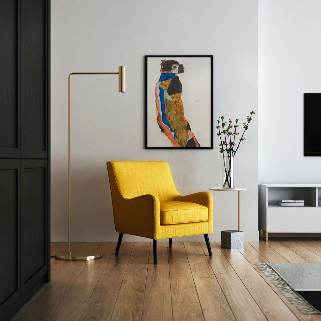 Schiele Moa dancer portrait print for sale, expressionist wall art, vivid colours, fine art reproduction on 200gsm paper