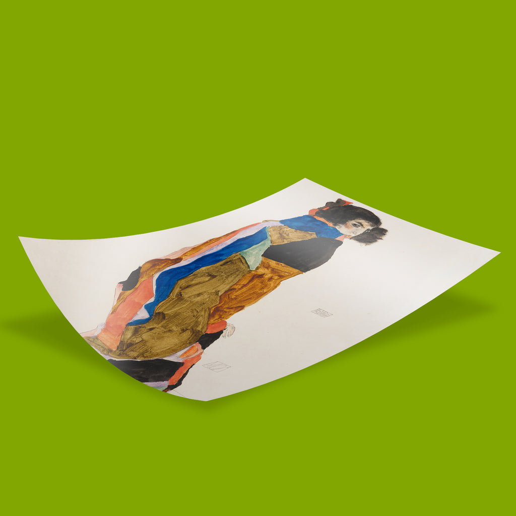 Egon Schiele Moa large wall art print, framed expressionist painting reproduction, bold figurative artwork for home or gallery wall