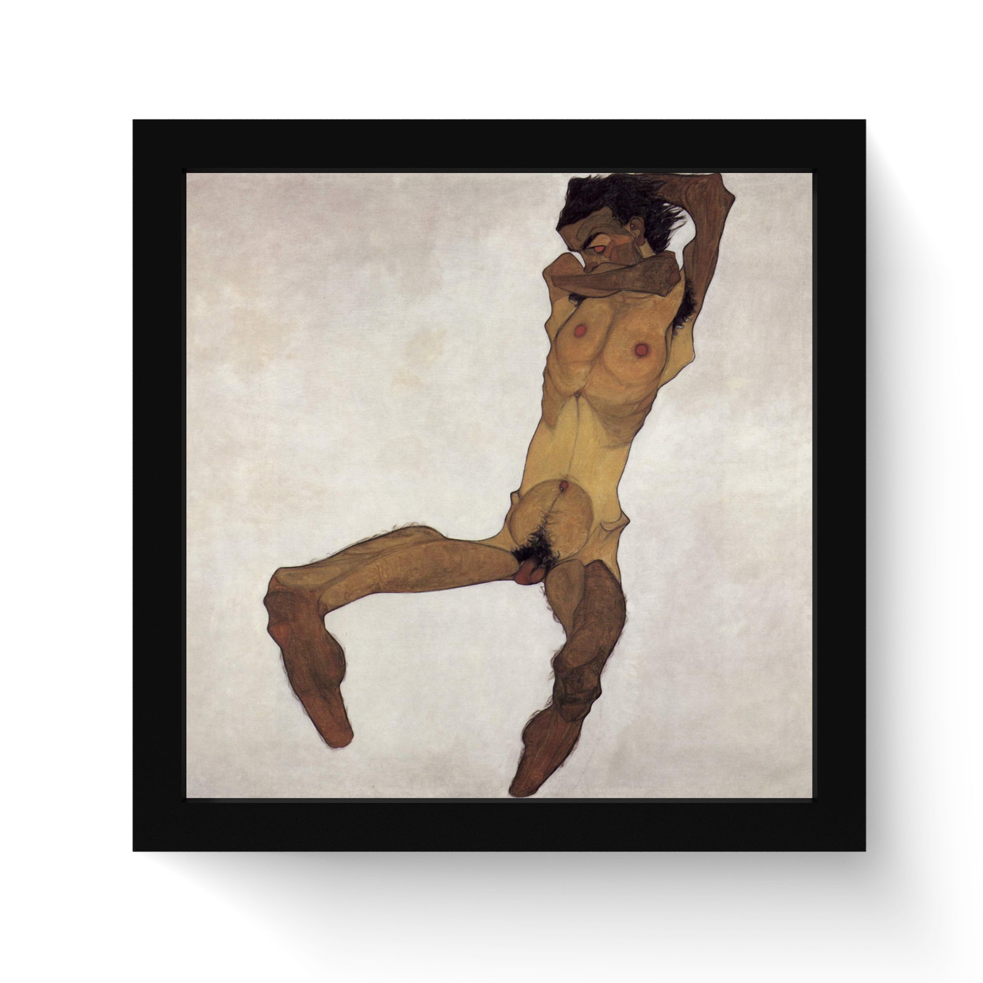 Egon Schiele Seated Male Nude self-portrait fine art print in vivid giclée colours