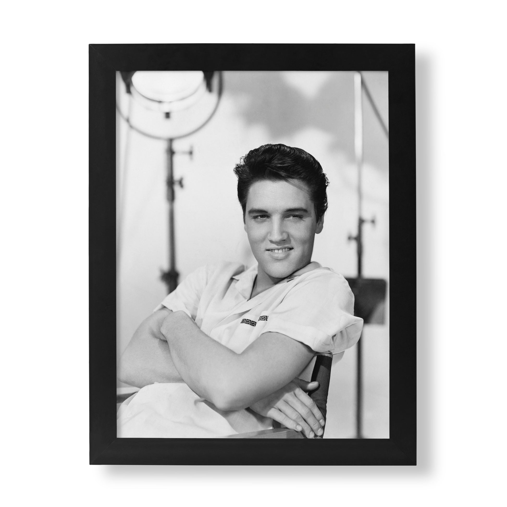 Elvis Presley captured in a classic black and white portrait from Modern Screen, June 1958, available as a premium fine art print and collectible wall art.