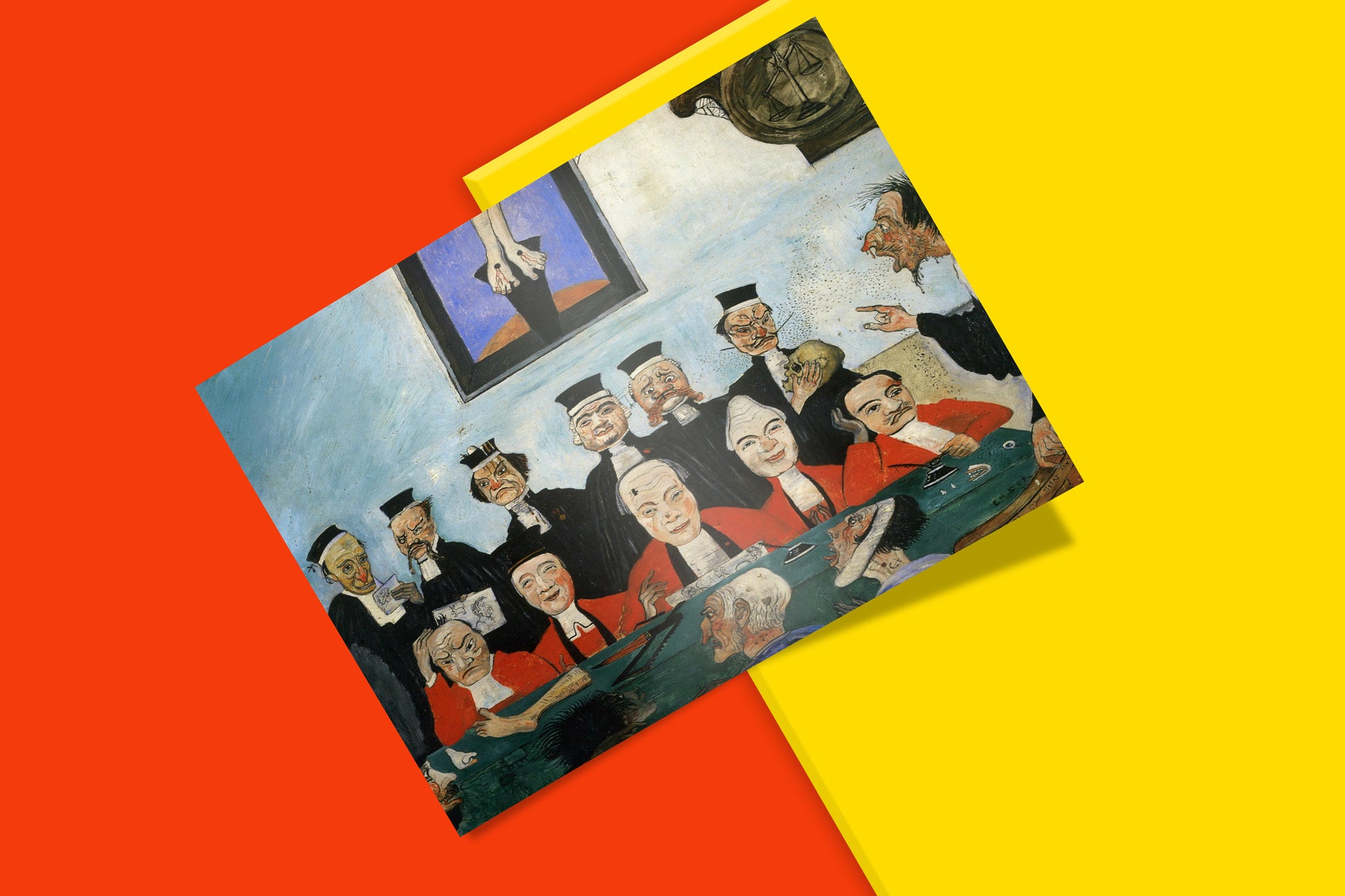 Belgian modernist James Ensor Wise Judges art poster displaying theatrical courtroom satire, contemporary fine art print for home and office decor