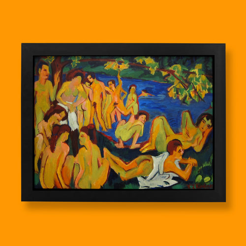 Ernst Ludwig Kirchner Bathers at Moritzburg fine art print with vivid Expressionist colours, perfect art prints for collectors