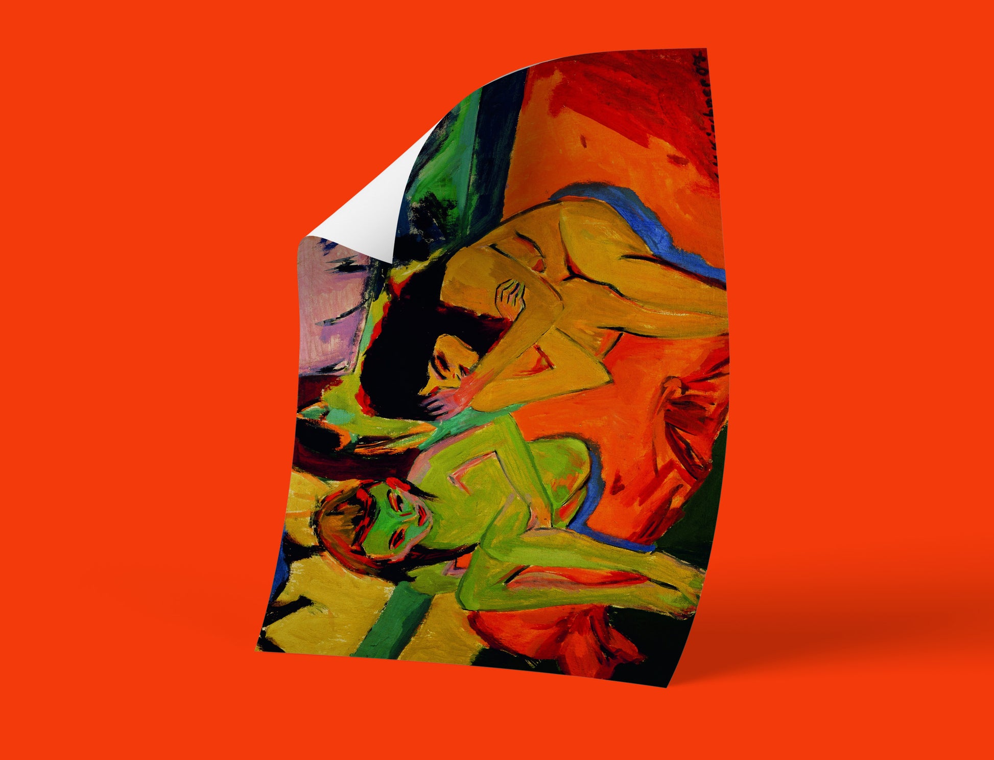 High-quality giclée art print of Kirchner's "Naked Girls Talking" – a vibrant, historical Brücke movement painting.