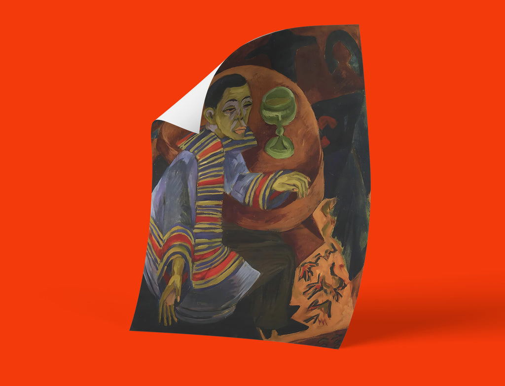 High-quality giclée print of Ernst Ludwig Kirchner's 1914 self-portrait, perfect modern art for home or office wall decor.