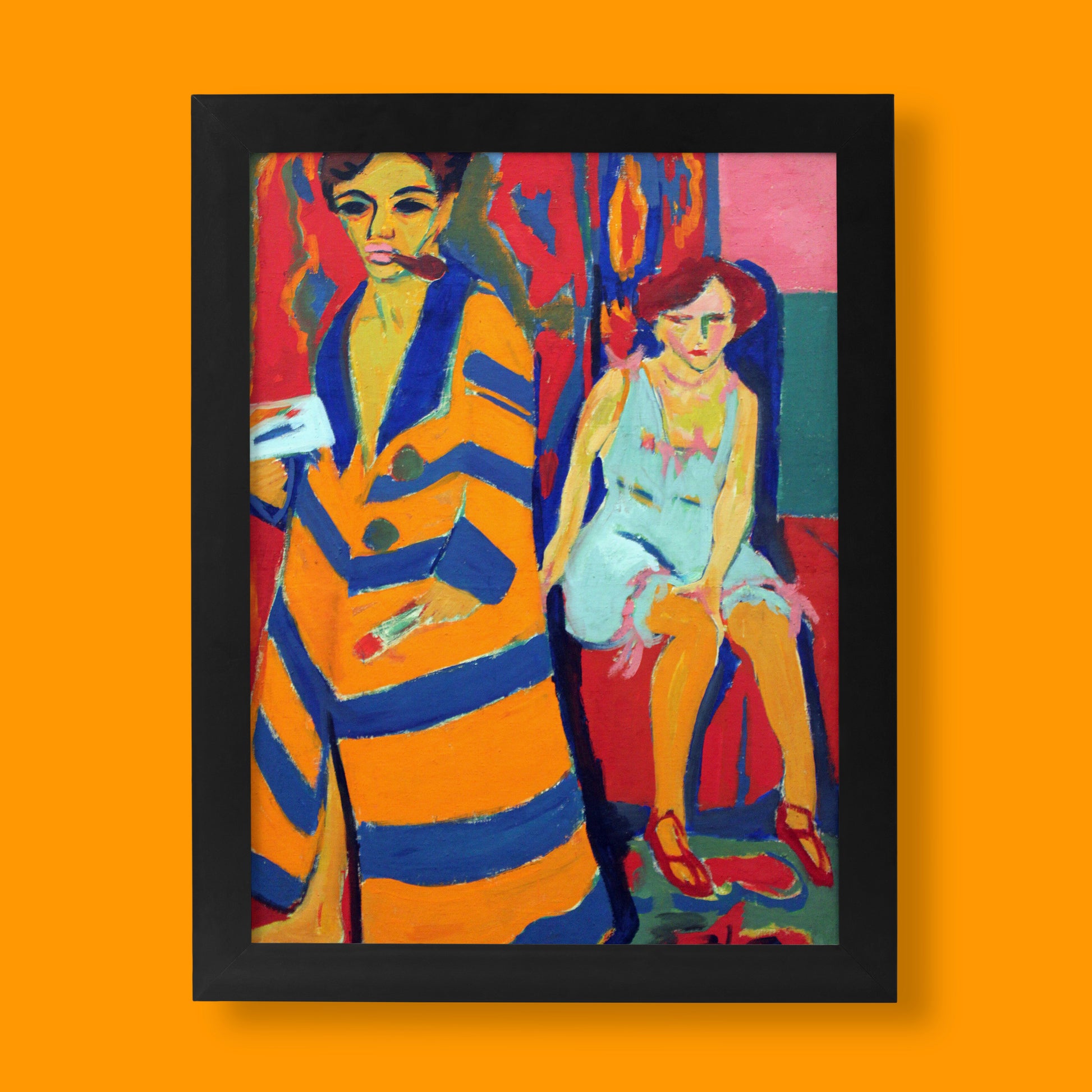 Ernst Ludwig Kirchner, Self-Portrait with Model, 1910 – fine art print of the landmark German Expressionist masterpiece