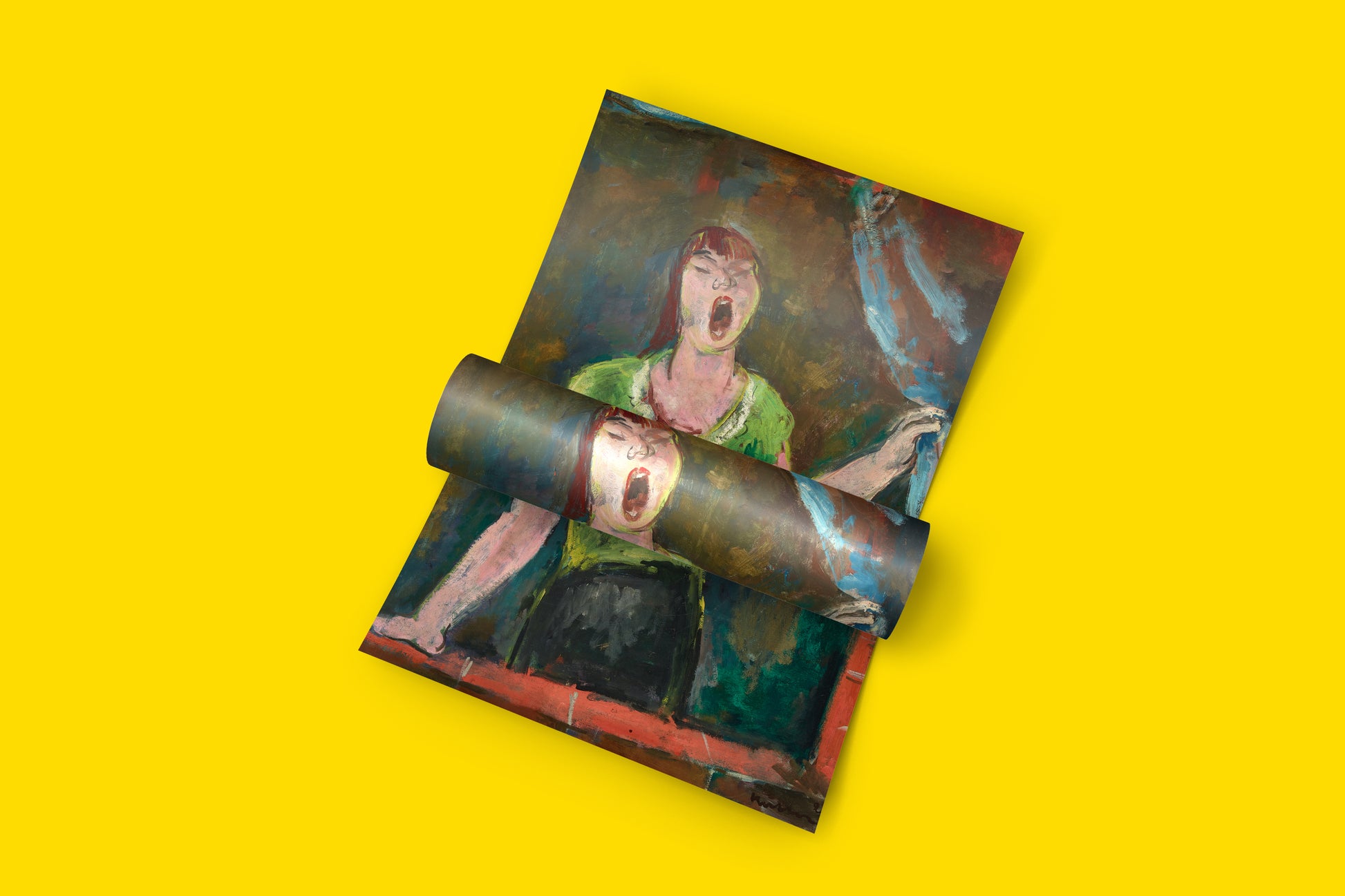 Luxembourg artist Joseph Kutter Yawning Woman art reproduction - contemporary wall art print showcasing 1920s expressionist style and domestic intimacy