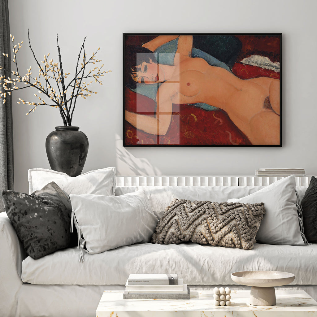 Modigliani nude painting art print poster, high-resolution 350 dpi giclée reproduction of Nu Couché on FSC-certified 200gsm matte paper