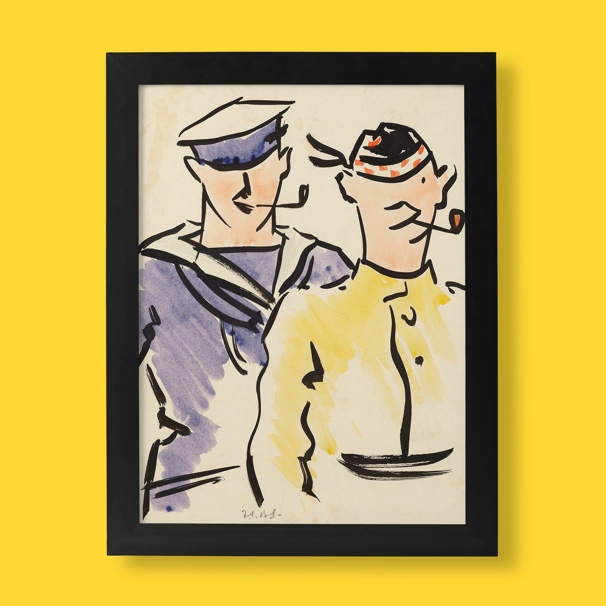 Francis Campbell Boileau Cadell Tommy and Jack fine art print featuring two gentlemen in watercolour, Scottish Colourist artwork for wall decor