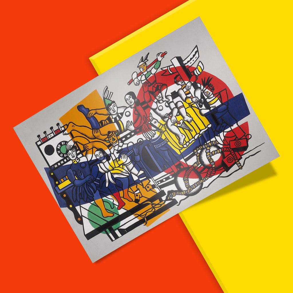 Close-up detail of Fernand Léger Great Parade giclée print showing vivid colour reproduction and sharp 350 dpi printing quality on museum-grade paper