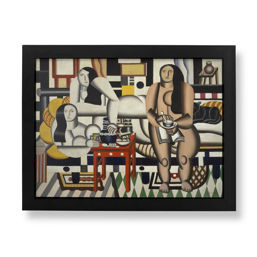 Fernand Léger Three Women fine art print featuring geometric modernist figures in 1920s interior with bold colours and machine age aesthetic