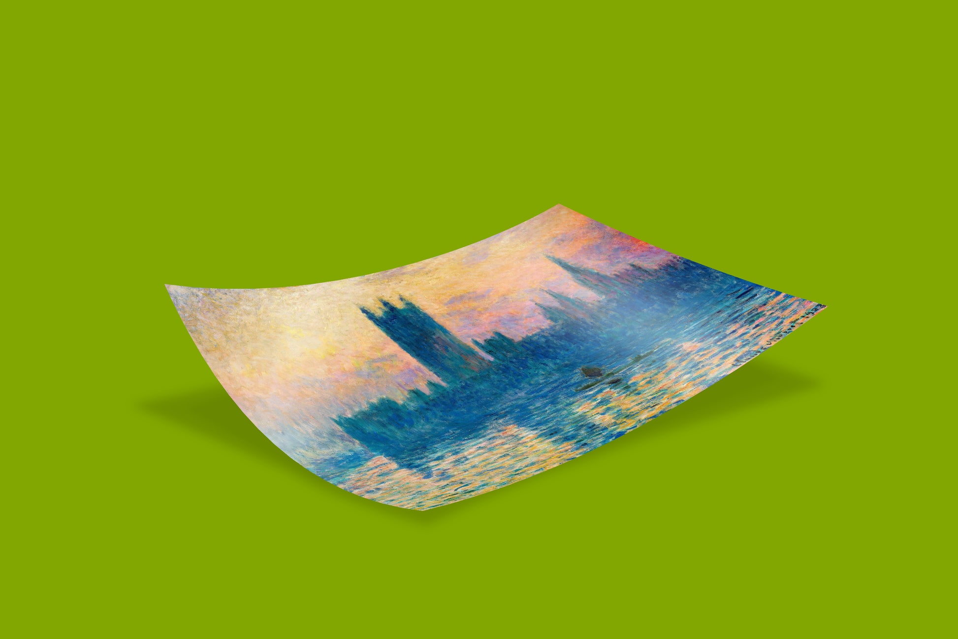 Monet Parliament London art print, a stunning giclée wall art of the Houses of Parliament at sunset.