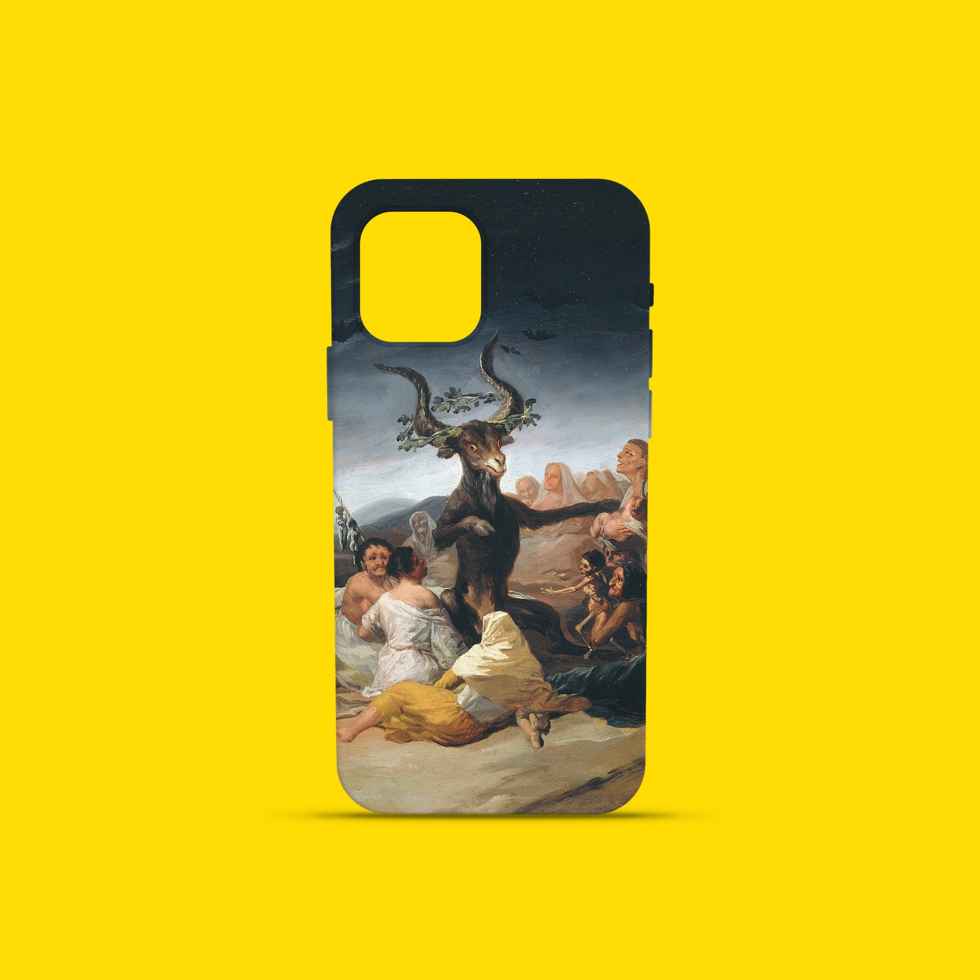 Premium phone cover featuring the iconic Goya Akelarre painting, perfect for art collectors and enthusiasts of historical artwork.