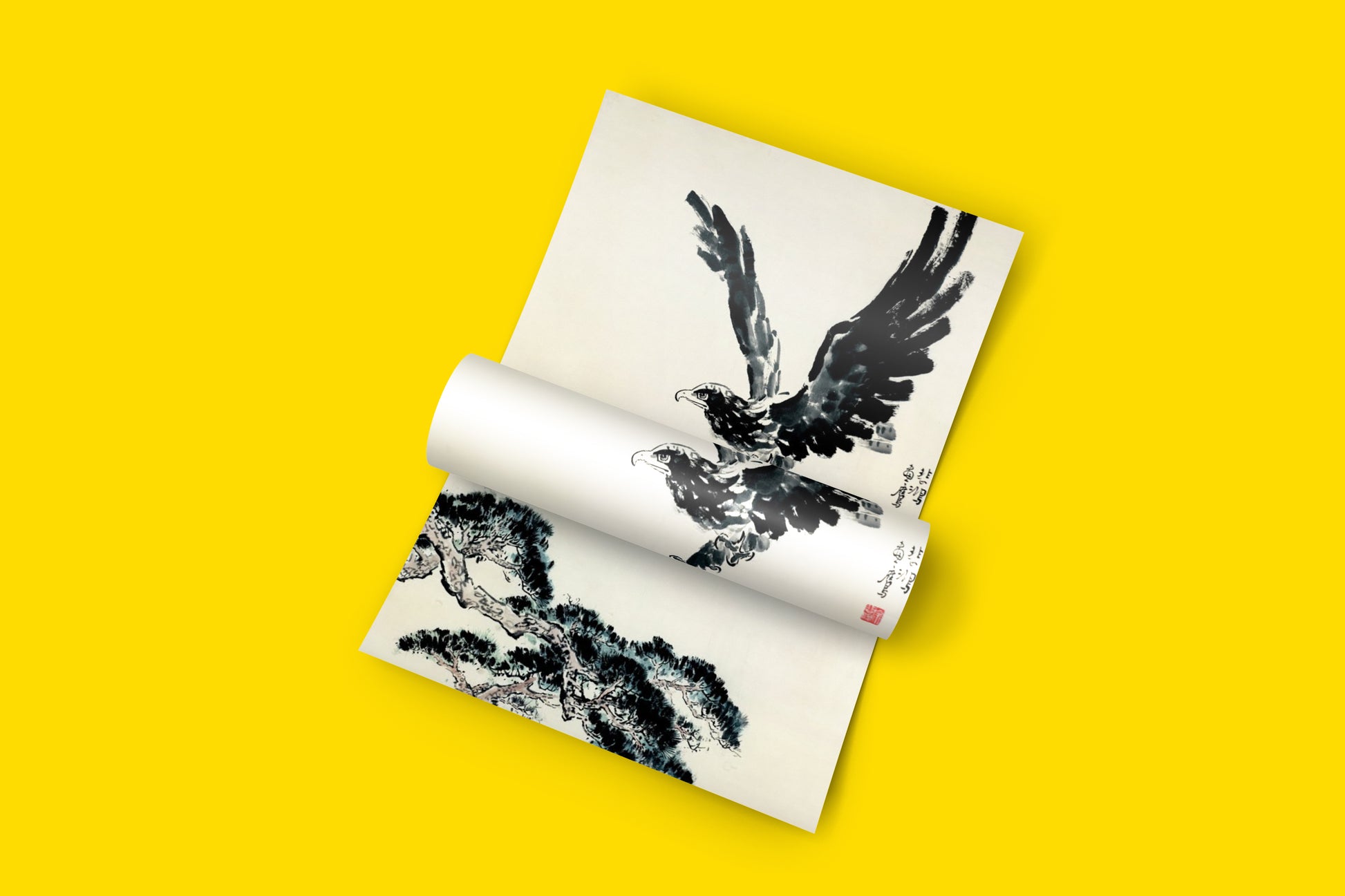 "The Pine and the Eagle" by Xu Beihong, a classic Chinese artwork available as a vivid fine art poster.