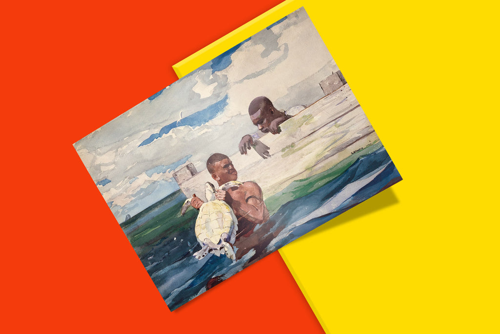 An archival fine art print of Winslow Homer's 1898 watercolor, a powerful depiction of maritime life in the Bahamas.