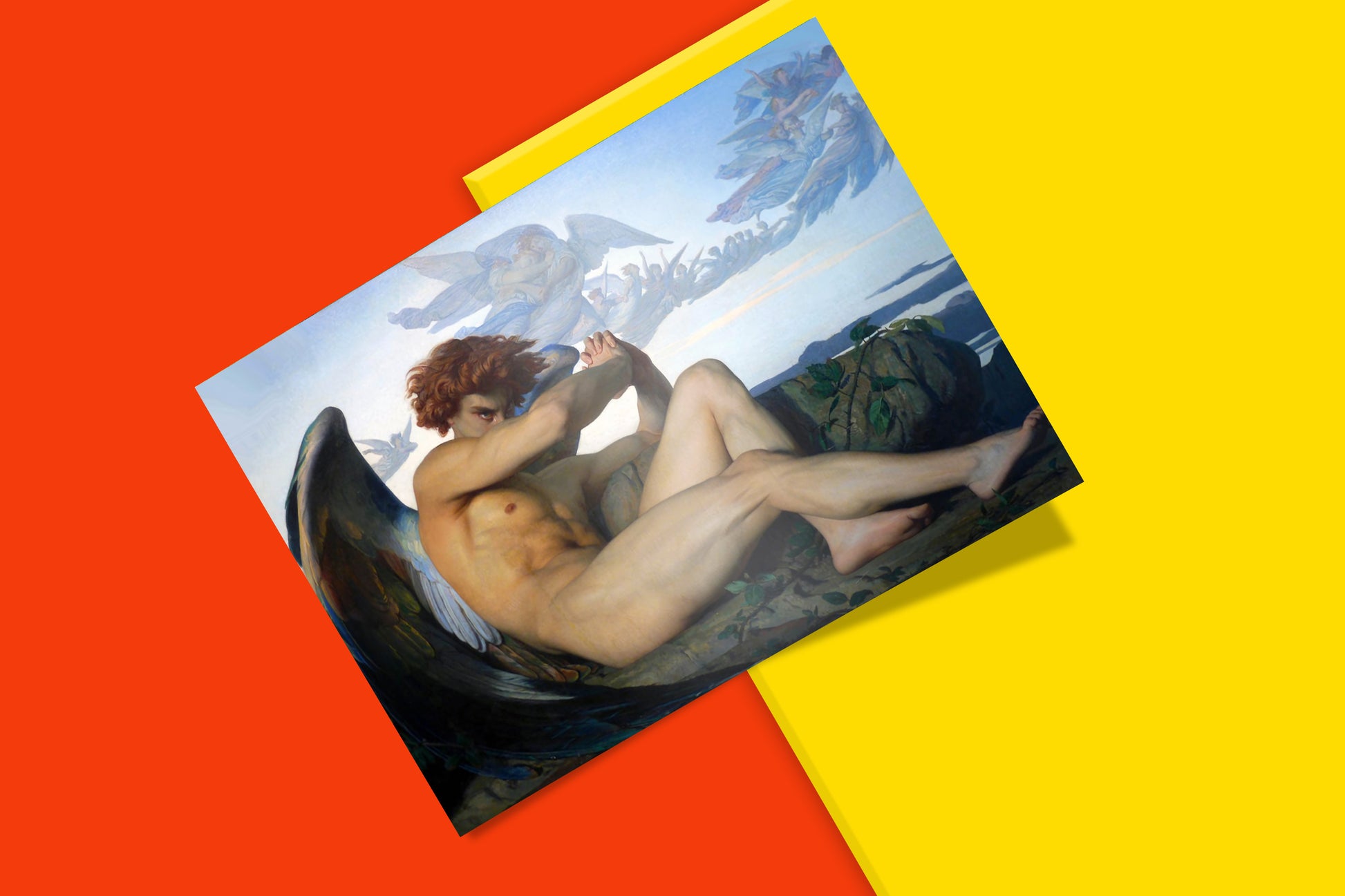Fine art wall print of Alexandre Cabanel's The Fallen Angel showing emotional depiction of the fallen Lucifer