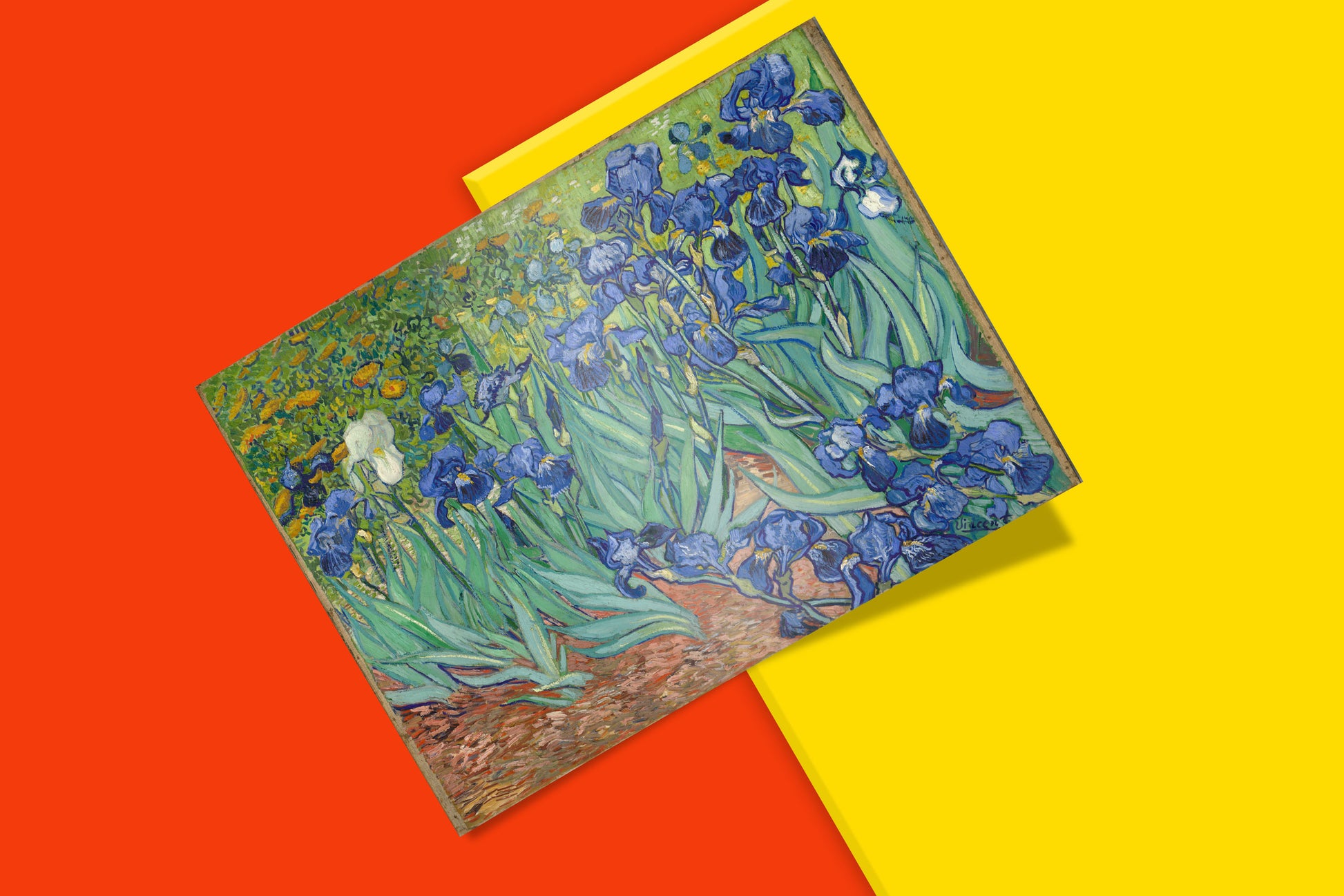 Elegant floral wall art featuring Vincent van Gogh’s iconic Irises
