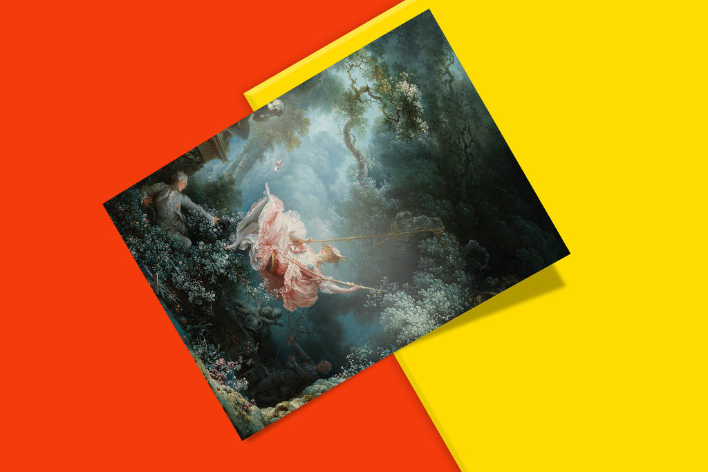 The Swing Fragonard art print, iconic French Rococo painting with romantic garden scene, premium wall art for elegant interiors