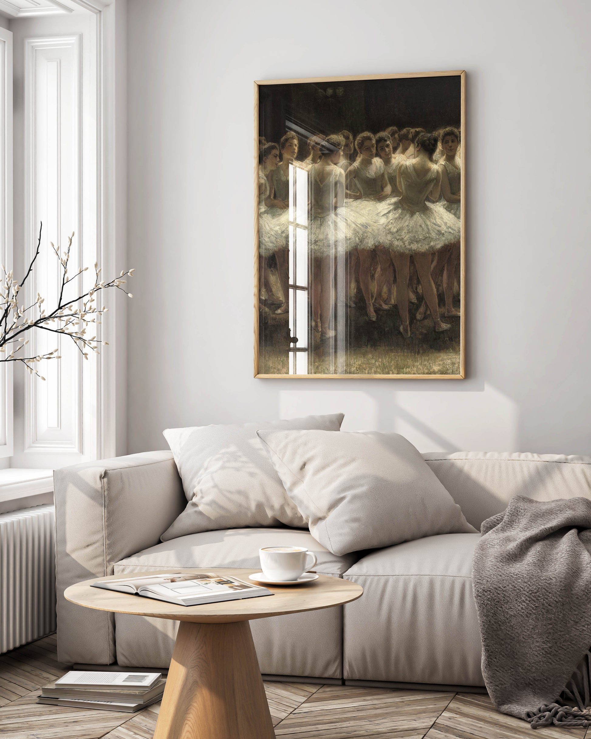 Framed Strike of the Ballerinas art print by Nicolaas van der Waay displayed as elegant wall art in modern interior setting