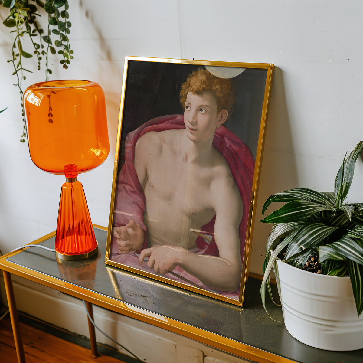 Crimson and magenta drapery detail on a Bronzino Saint Sebastian giclée art print with vivid 12-colour printing