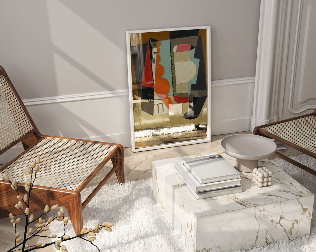 Spanish cubist wall art by María Blanchard in elegant frame, museum-quality fine art print of abstract still life for contemporary home interior design