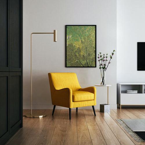 Framed Japanese art print of New Leaves by Gyoshū Hayami, green nature wall décor for living room or study