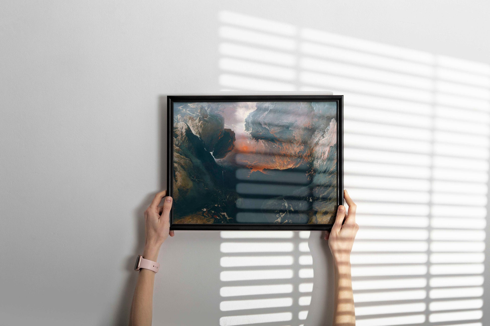 Framed wall art featuring a premium giclée print of John Martin's "The Great Day of His Wrath," perfect for modern home decor and fine art collections.