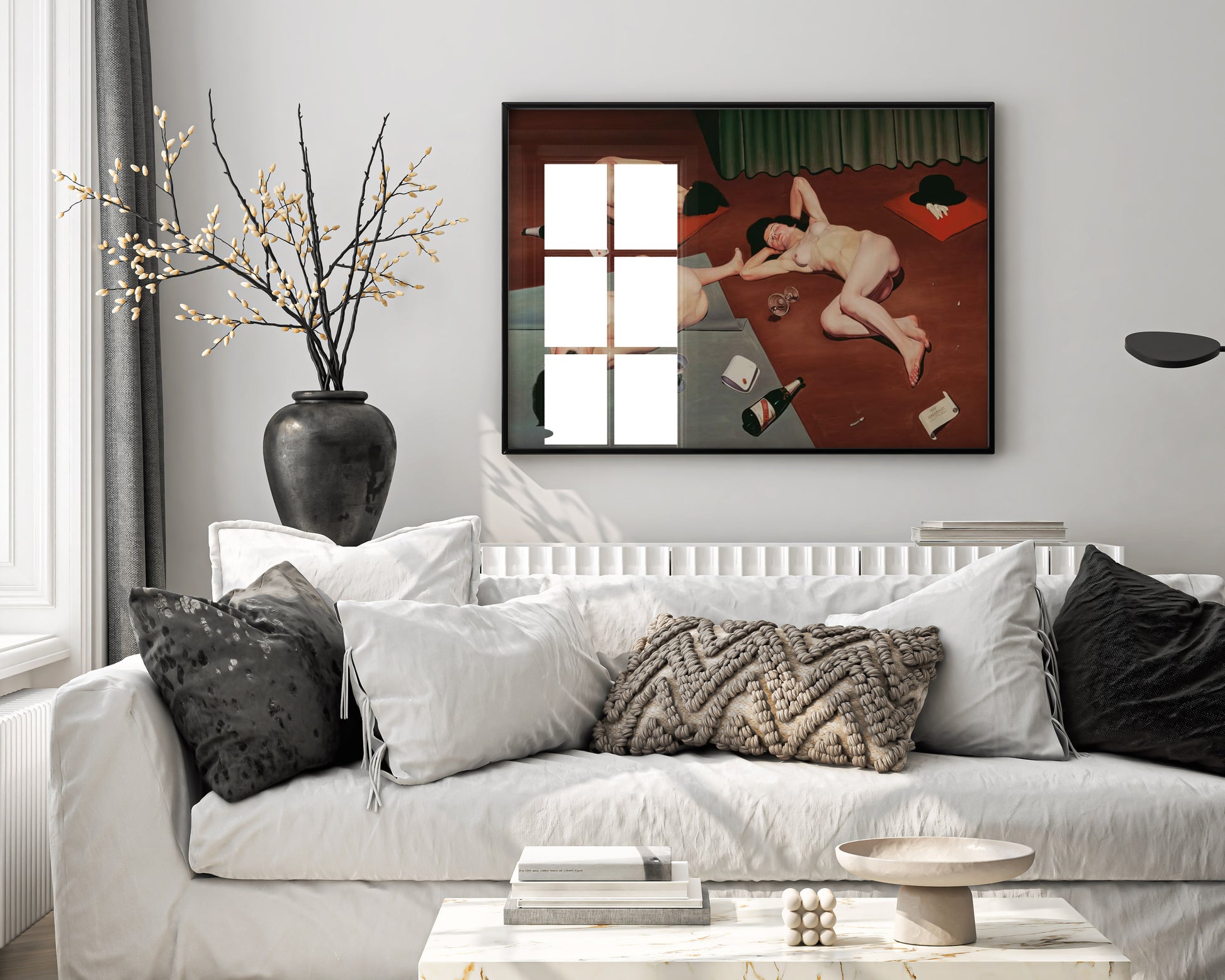 Framed Cagnaccio di San Pietro After The Orgy art print displayed as elegant wall art in modern interior, showing premium giclée reproduction in gallery-style frame