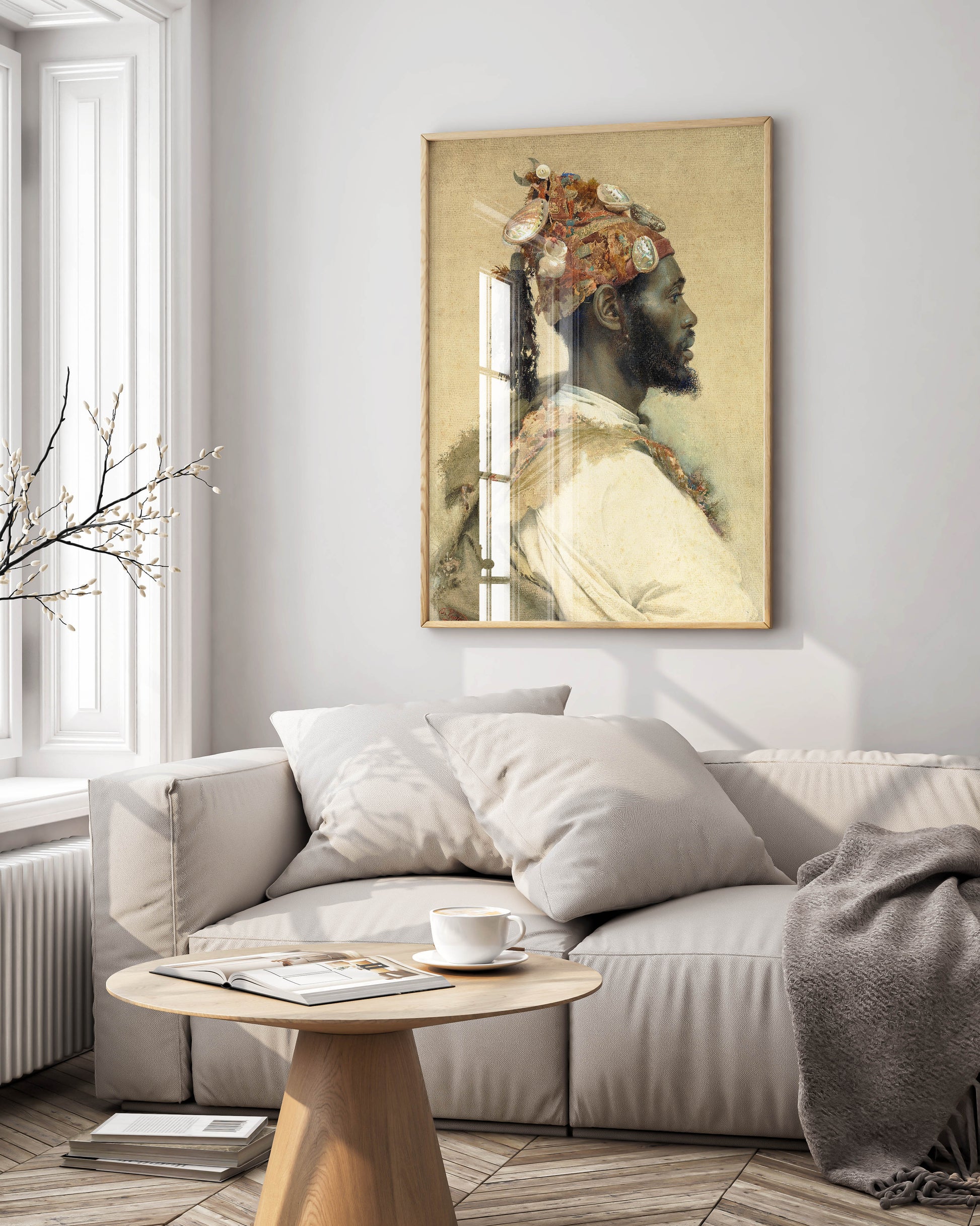 Framed Josep Tapiro Baró Parache the Dancer art print displayed on wall showing premium wall art decor in modern home interior setting