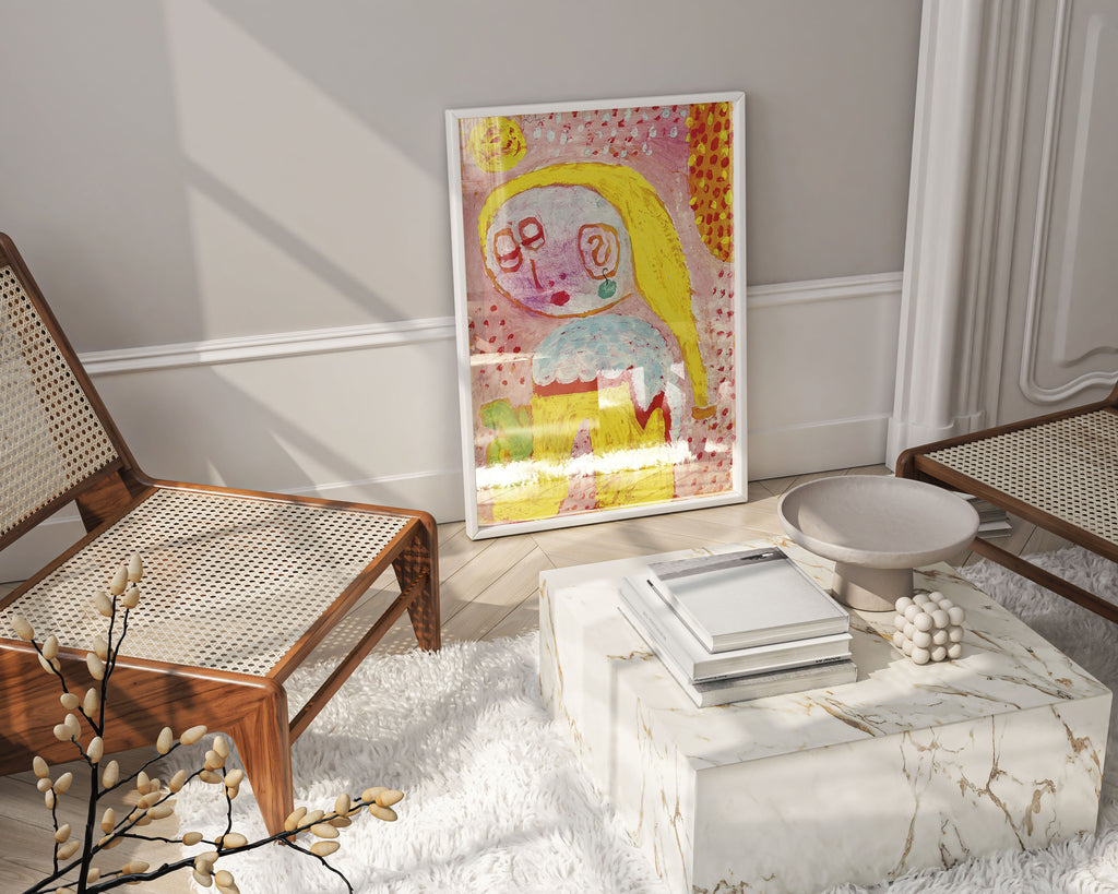 Paul Klee Magdalena Before The Conversion framed art print displayed on wall, modern home décor with museum-quality giclée reproduction in contemporary frame