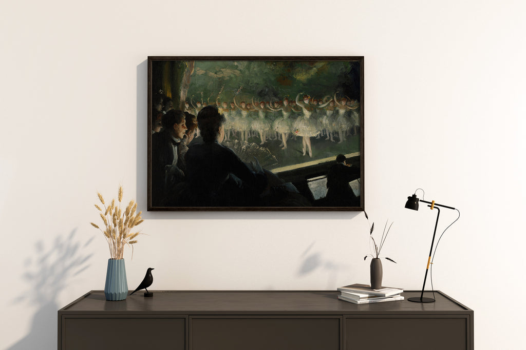 Framed art print of The White Ballet by Everett Shinn – elegant fine art wall décor featuring vintage ballet scene in classic black frame