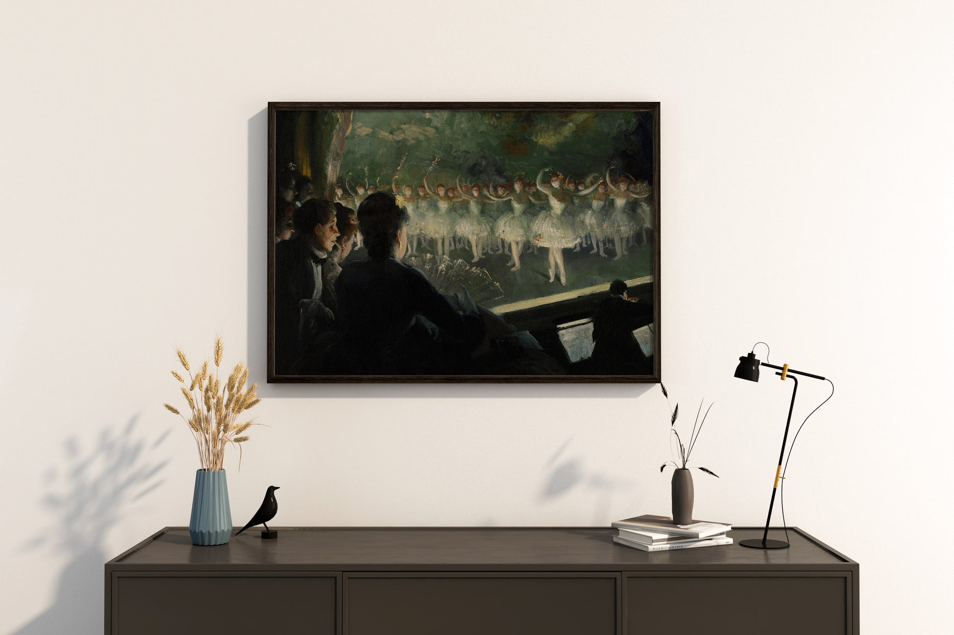 Framed art print of The White Ballet by Everett Shinn – elegant fine art wall décor featuring vintage ballet scene in classic black frame