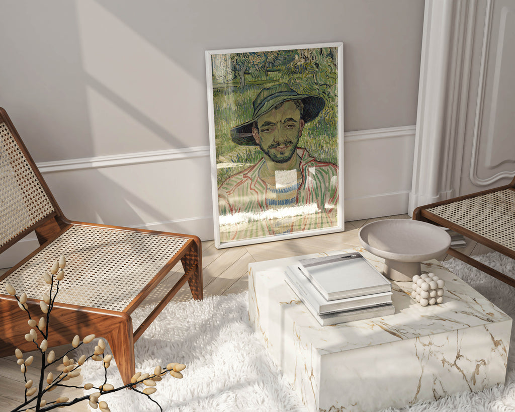 Van Gogh The Gardener framed art print displayed on wall showing elegant home decor with classic wooden frame perfect for living room or office wall art