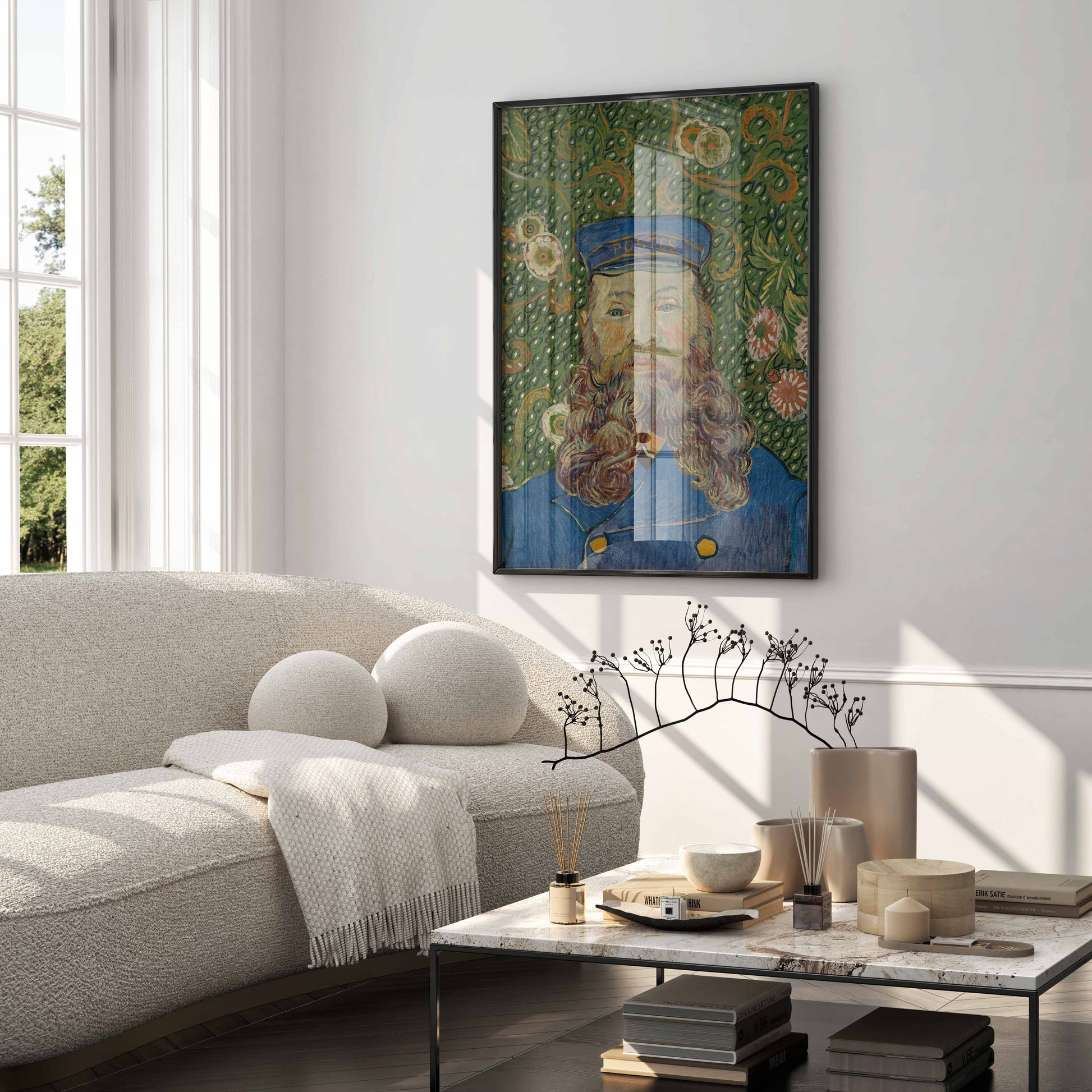 Framed Vincent van Gogh Portrait of Joseph Roulin wall art print, ideal for a refined home decor statement, showcasing a classic fine art piece.