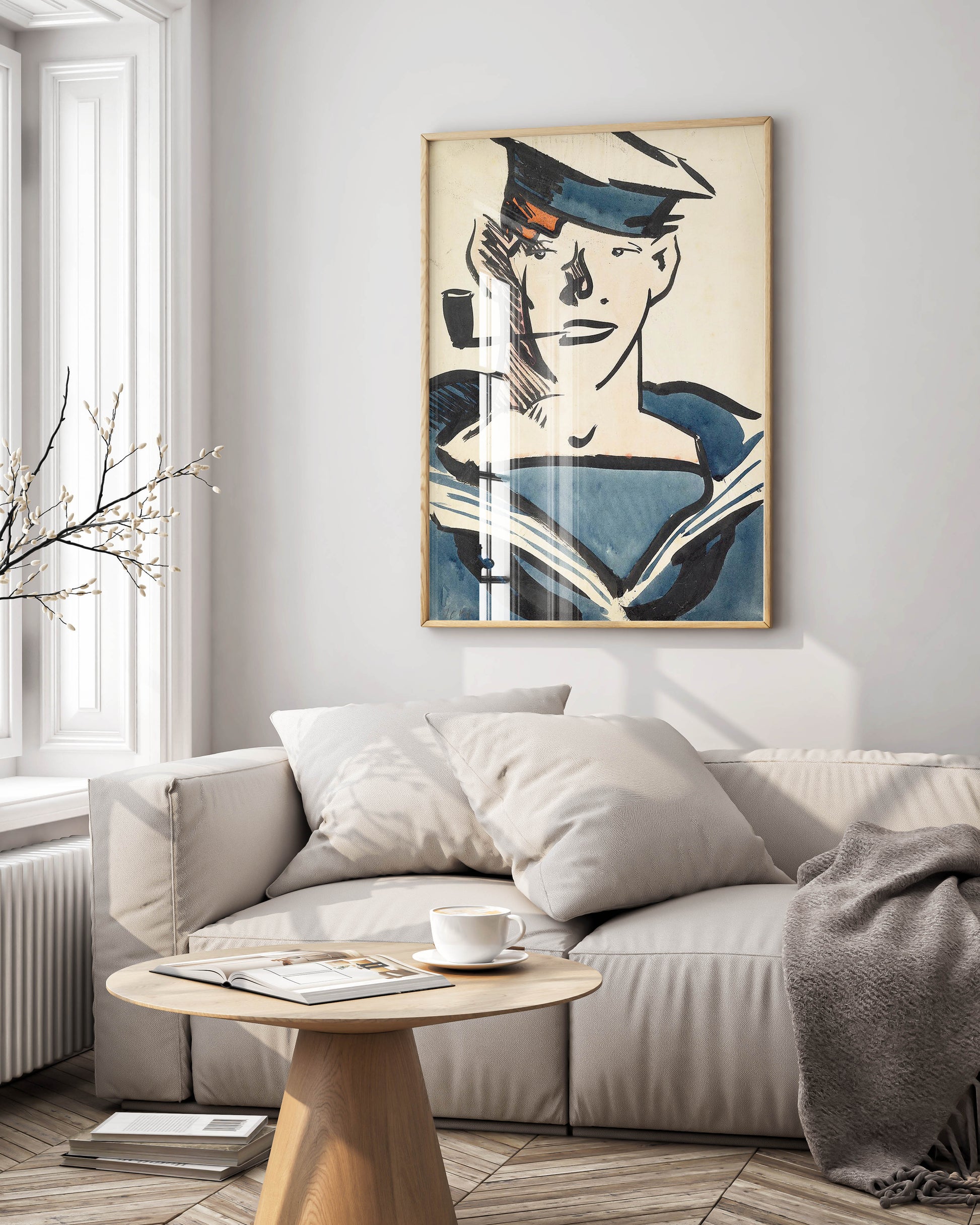 Framed Francis Cadell "A Sailor Print," a striking fine art print and elegant wall art decor for your living space.