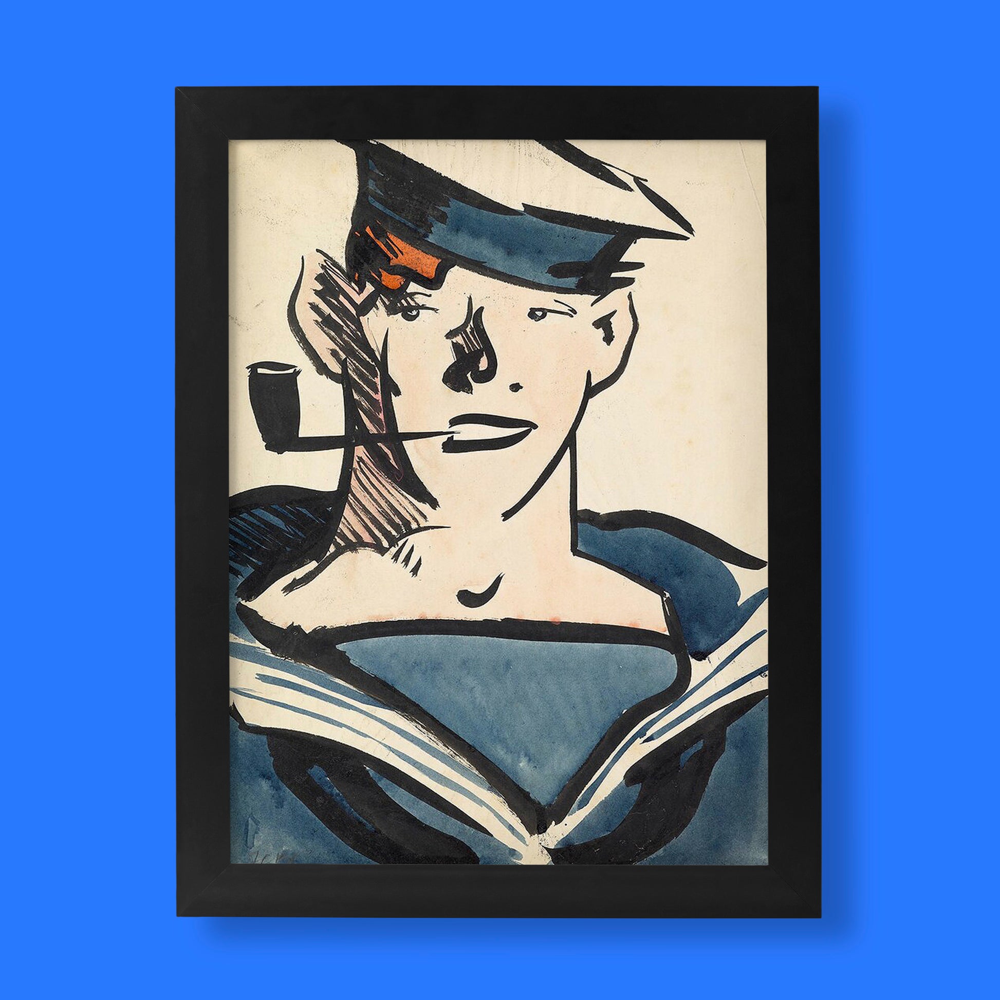 Francis Cadell "A Sailor Print" fine art print with a portrait of a sailor with a pipe, perfect for wall art decor.