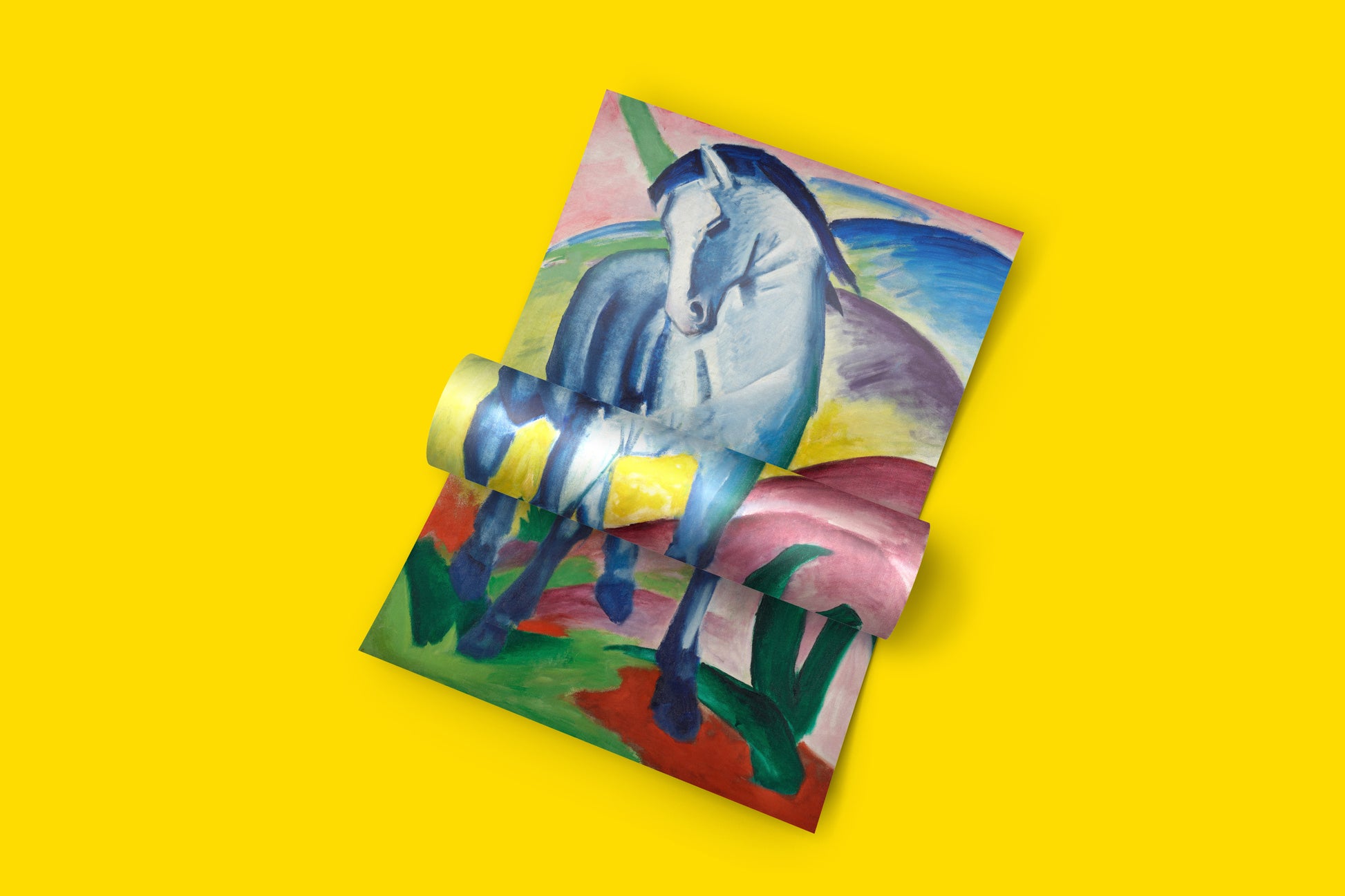 Franz Marc Blue Horse I rolled fine art print, unframed Expressionist horse artwork, Der Blaue Reiter art movement, modern painting reproduction, vibrant color art poster, collectible art prints