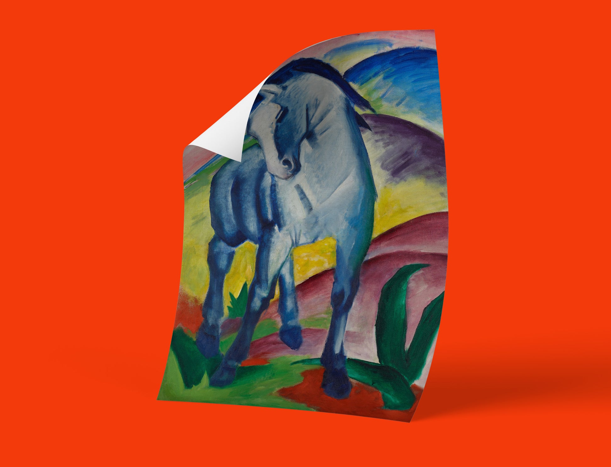 Franz Marc Blue Horse I unframed art print, rolled fine art paper, Expressionist horse painting, Der Blaue Reiter movement, modern art poster, vibrant animal artwork reproduction